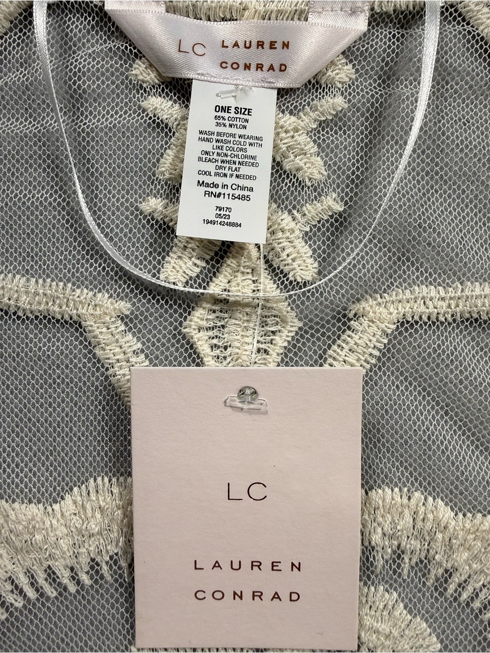 New LC Lauren Conrad One Size Ivory Sheer Embroidered Kimono Romantic Vacation - Picture 4 of 8